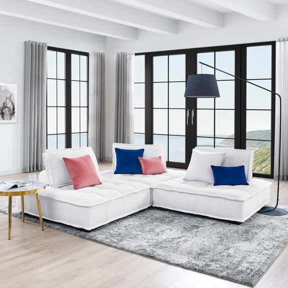 Modway Saunter 3-Piece Tufted Fabric Fabric Sofa