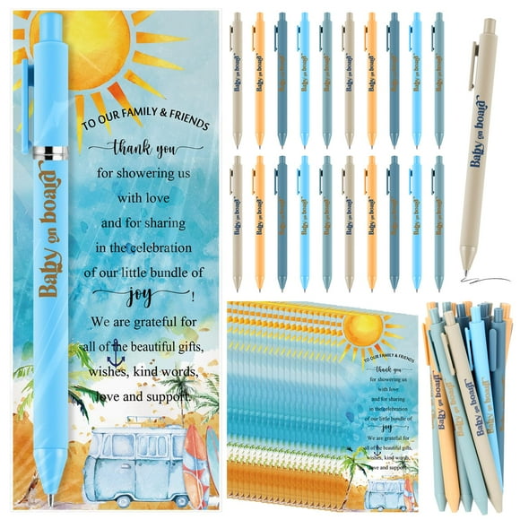 Juego de 50 bolígrafos para baby shower Engrowtic, retráctiles, 14 cm y 1 mm