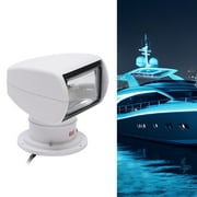 Remote Control Searchlight, 100W 2300LM Marine Boat Spotlight with 2624ft Long Range, IP66 Waterproof, 355° Rotation, 12V Halogen Lamp for Yacht Fishing Boat, White