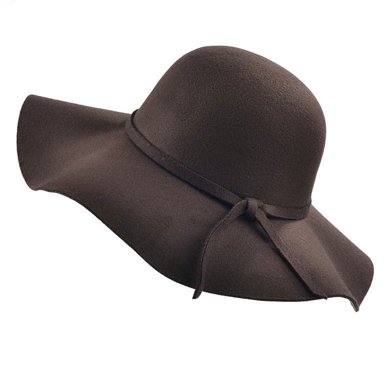 Women\'s Wool Foldable Wide Brim Retro Fedora Floppy Felt Bowler Hat, Z-beige ASSQI Women main image 4