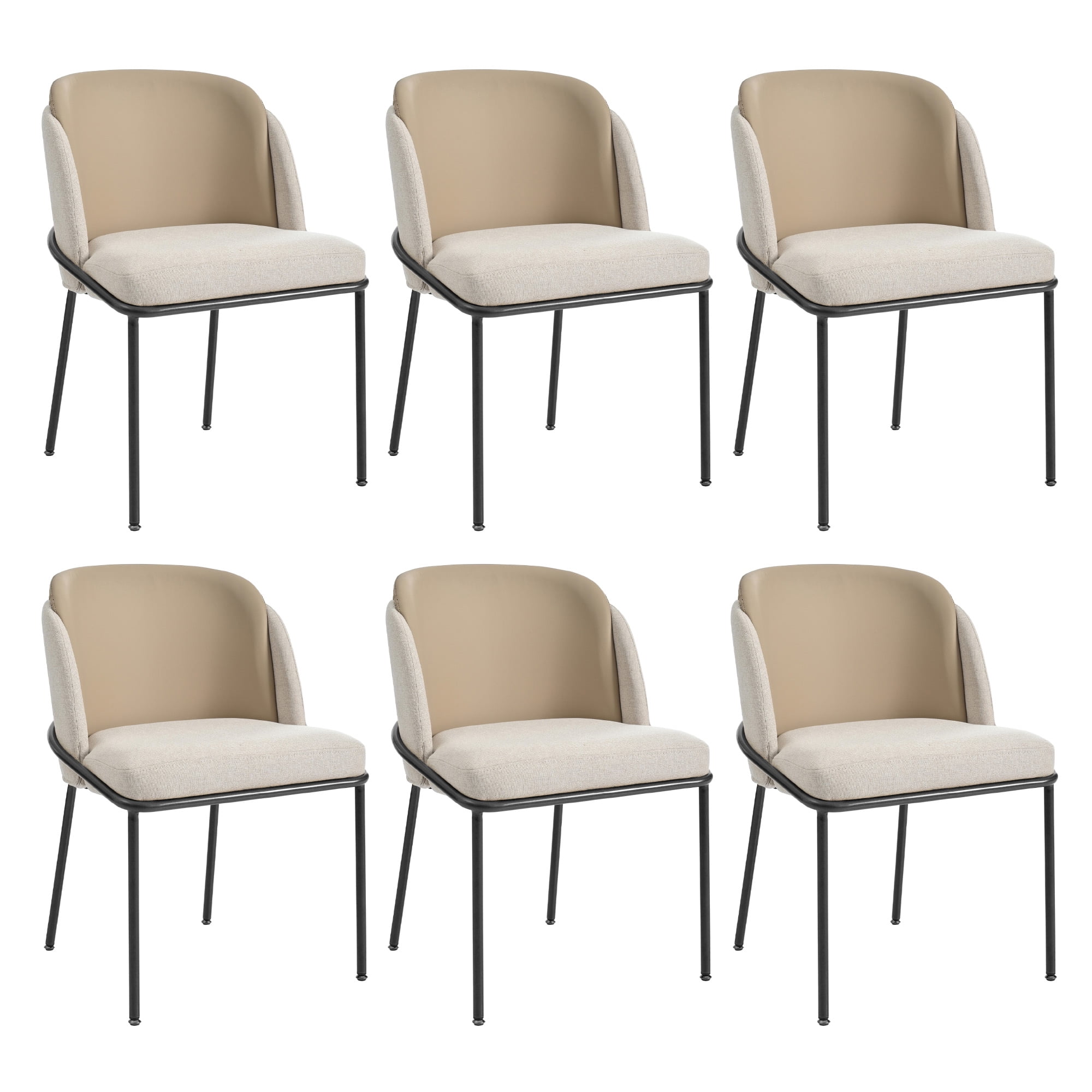Noble House 2 Modern Chairs with Slanted Legs and Adjustable Feet (Beige)