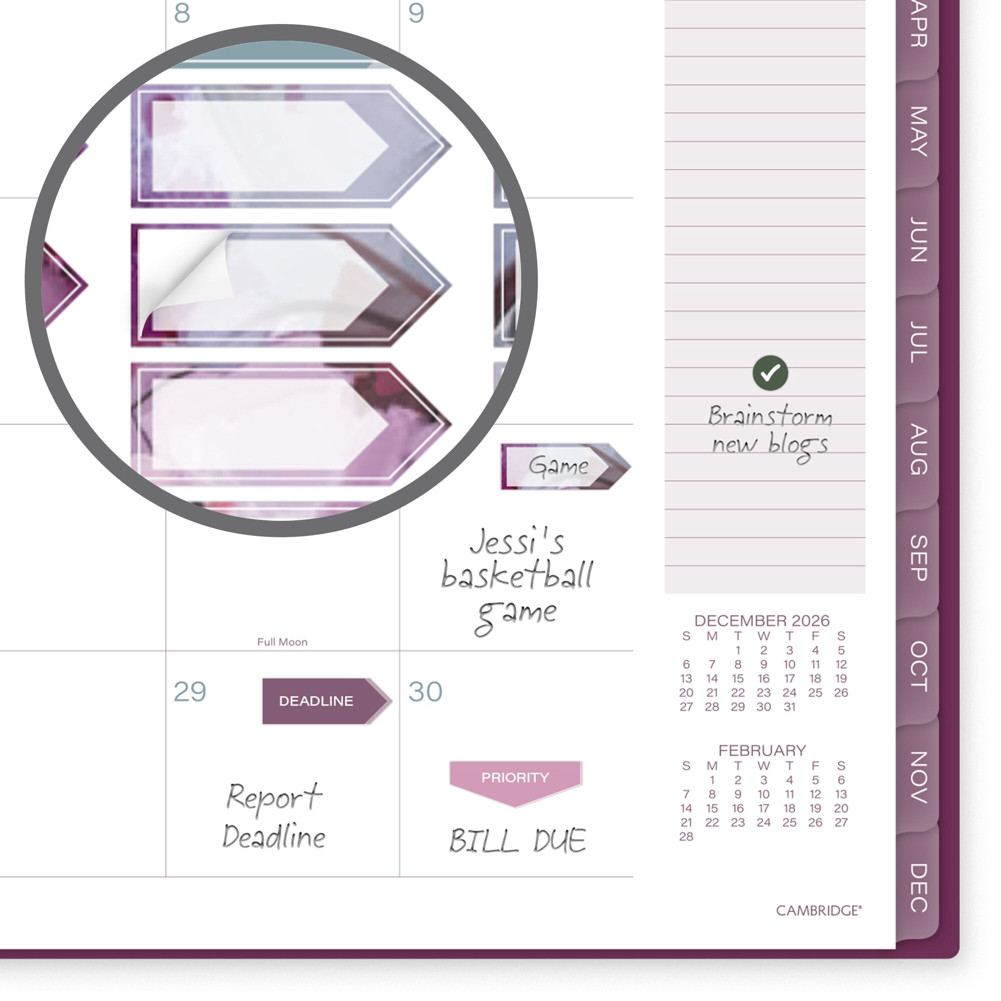 Mead Cambridge Blush Blossom 2027 Weekly Monthly Planner Large 8 12 x 11 -