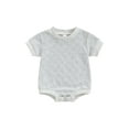 thumbnail image 2 of Musuos Newborn Baby Summer Romper 3M 6M 12M 18M Cute Short Sleeve Crew Neck Checkerboard Bodysuit Summer Playsuit for Boys Girls, 2 of 9