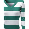 thumbnail image 3 of FashionOutfit Women's Basic Cotton Based V-Neck Stripe Long Sleeves Knit Sweatshirt, 3 of 3