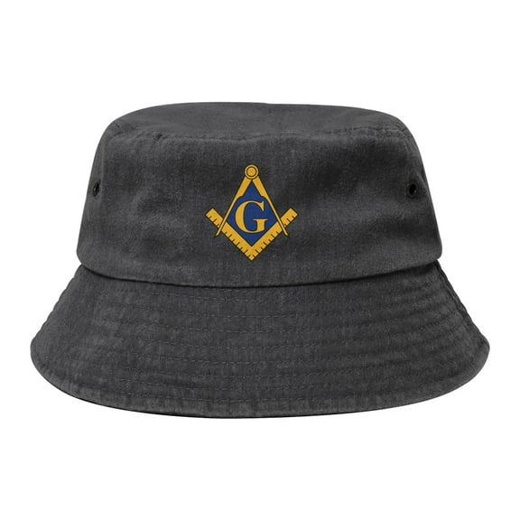 Faith Hope Charity Masonic Freemason Washed Bucket Hat For Men Women Denim Bucket Hat Sun Hat Cowboy Fishing Beach Hat