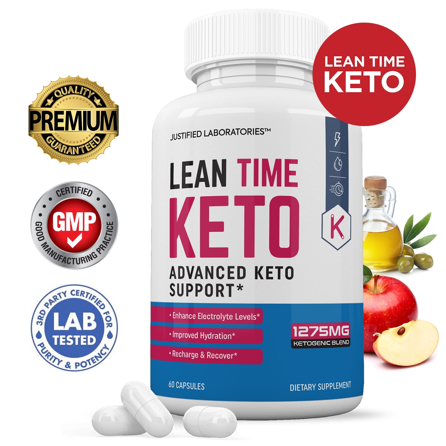 Lean Time Keto ACV Pills 1275mg Alternative to Gummies Dietary Supplement 60 Capsules