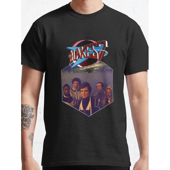 T Shirt Men's Black No. 7 Retro TV Series with Iconic Number 7 & Spaceship Graphic 80s Nostalgia Collectible Tee