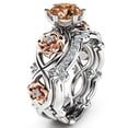 thumbnail image 1 of Conjunto de dos piezas de anillo con gemas de cristal de dos colores y diamantes de Europa y Estados Unidos, 1 of 6