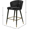 thumbnail image 3 of Meridian Furniture Cassie 28"H Velvet Counter Stool in Black (Set of 2), 3 of 5