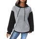 thumbnail image 2 of Ailaofu Women's Hooded Sweatshirt Waffle Long Sleeve Drawstring Knit Color Block Hoodies Pullover, 2 of 5