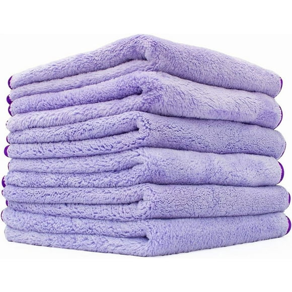 - Minx Royale - Professional Microfiber Detailing Towels, Premium 70/30 Blend, Super Plush, Rinseless & Waterless Wash, Buffing & Polishing, 400gsm, 16in x 16in, Lavender (6-Pack)