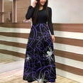 thumbnail image 2 of Vestido de patchwork con cuello redondo y manga larga estampado a la moda para mujer Pompotops  hdfakjf4786, 2 of 5