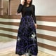 thumbnail image 2 of Vestido de patchwork con cuello redondo y manga larga estampado a la moda para mujer Pompotops  hdfakjf4787, 2 of 5