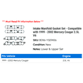 thumbnail image 2 of Intake Manifold Gasket Set - Compatible with 1999 - 2002 Mercury Cougar 2.5L V6 2000 2001, 2 of 2