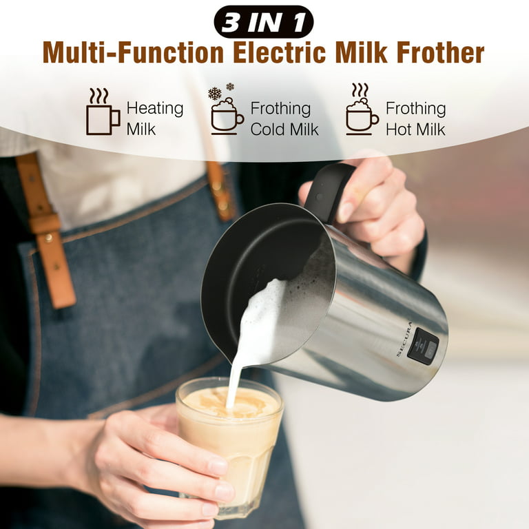 Huogary Milk Frother Electric, Stainless Steel Milk Steamer and Frother