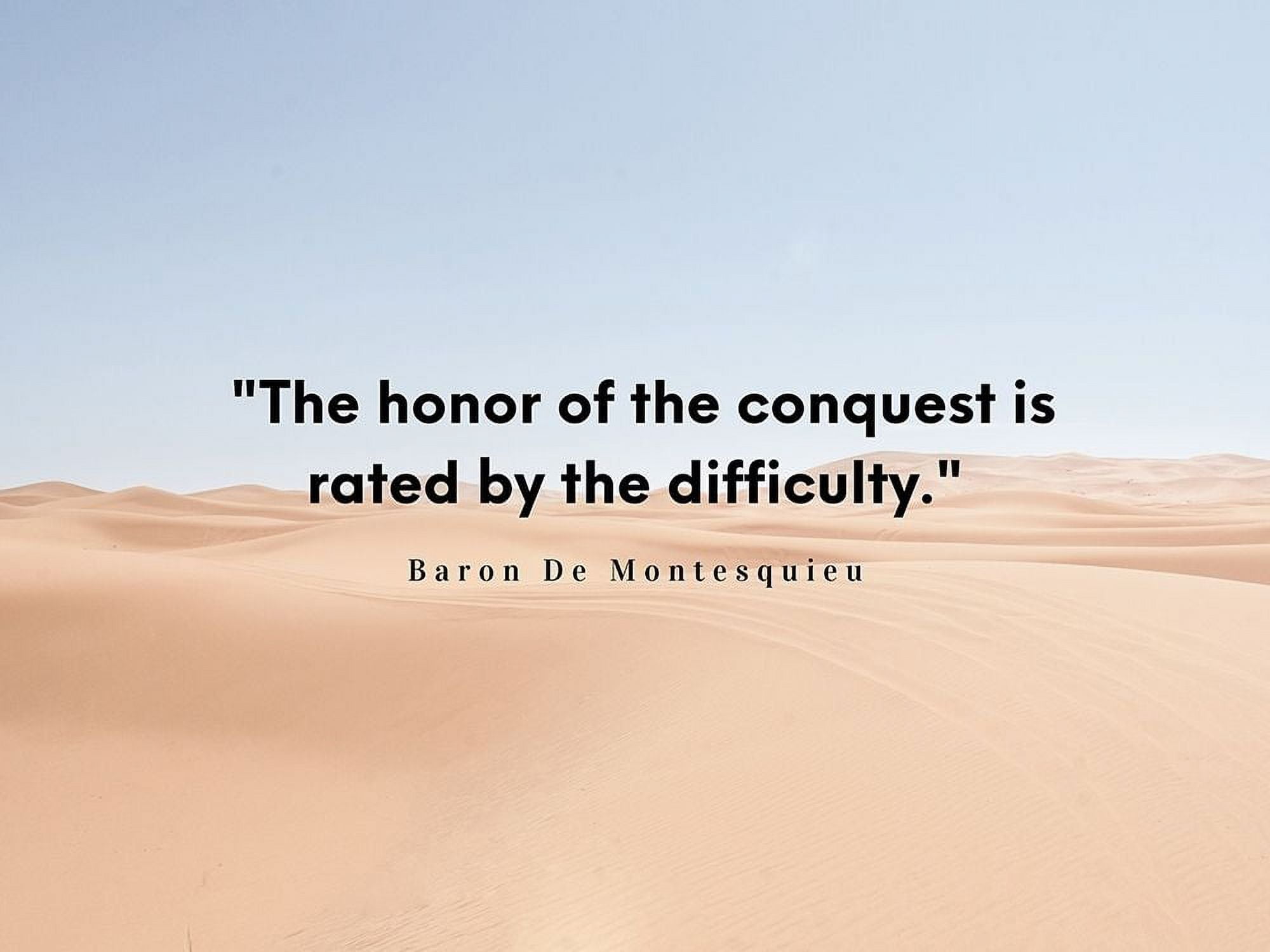 ArtsyQuotes 14x12 White Modern Wood Framed Museum Art Print Titled - Baron De Montesquieu Quote: Honor of Conquest