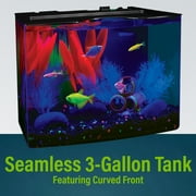 GloFish Crescent Aquarium Kit 3 Gallons, Includes Hidden Blue LED Light and Internal Filter