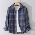thumbnail image 1 of Blusa y camisa de manga larga con cuello vuelto, nueva camisa informal a cuadros para hombre, blusa holgada juvenil de manga larga con cuello vuelto, blusa de poliéster para hombre, 1 of 5