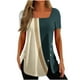 thumbnail image 2 of ICHUANYI Clearance Fashion Womens Casual Printed Square Neck Short Sleeve Buttons Tops Loose Blouses(Army Green, S) ICHUANYI WER2023080703711, 2 of 5