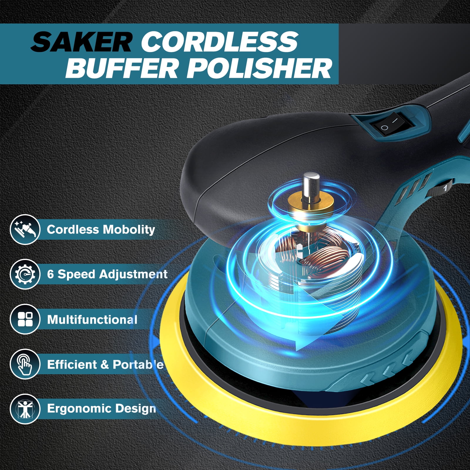 Saker 6 Inch Cordless Car Buffer Polisher with 10 Nigeria Ubuy