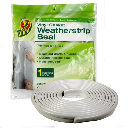 Roof Weatherstrip Seals - Duck Brand Vinyl Gasket Weatherstrip Seal - White, .88 in. x 17 ft