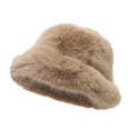 thumbnail image 3 of Lumtrix Faux Fur Winter Hats For Women Winter Christmas Stocking Stuffers Fluffy Solid Color Cap Khaki One Size, 3 of 5