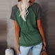 thumbnail image 3 of Pntutb moda mujer color sólido empalme cuello redondo casual mangas cortas tops Pntutb Pntutb-1916, 3 of 7