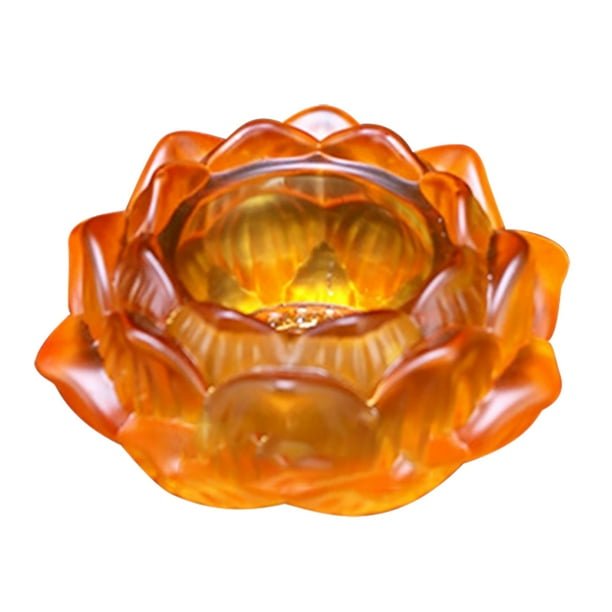 jovati Tea Light Candle Holders 7 Colors Crystal Glass Lotu Flower