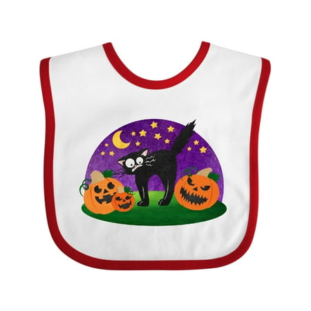 Inktastic Halloween Pumpkins and Scared Black Cat Boys or Girls Baby Bib