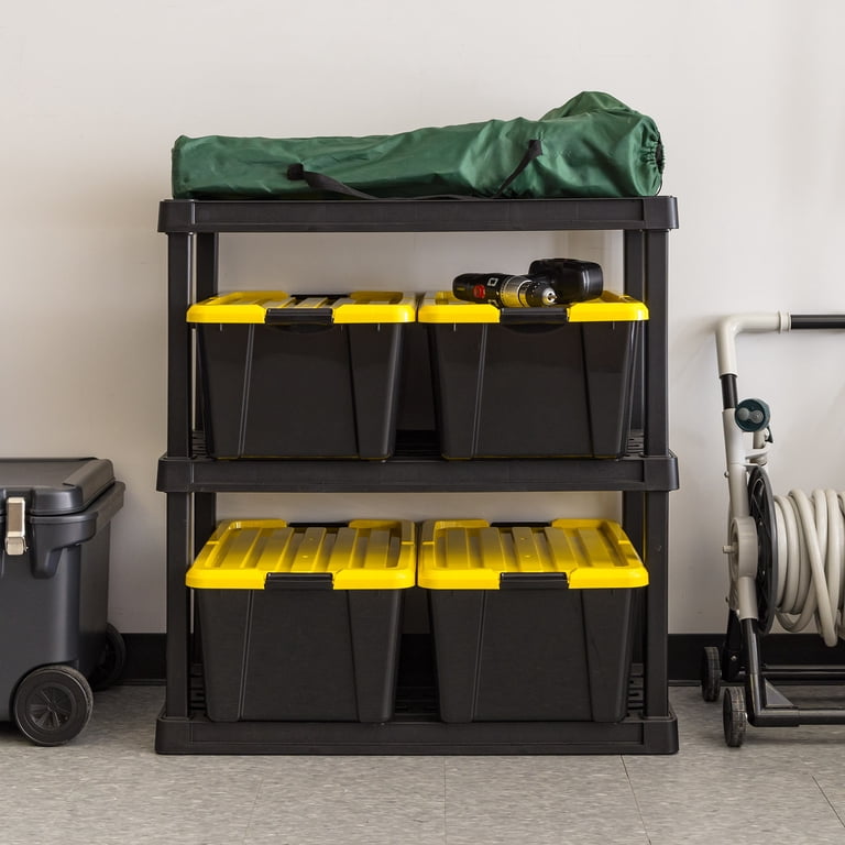 IRIS 45 Qt Black Plastic Stackable Storage Bin with Lid Tote