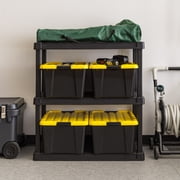 IRIS 45 Qt Black Plastic Stackable Storage Bin with Lid Tote, Plastic Storage Container with Lid, 4-Pack