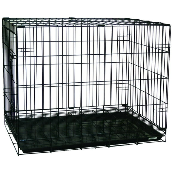 YML Double Door Pet Kennel w/ Plastic Tray, Black
