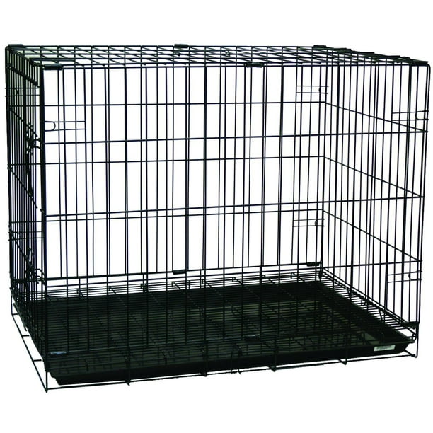 YML Double Door Pet Kennel w/ Plastic Tray, Black, 36"L