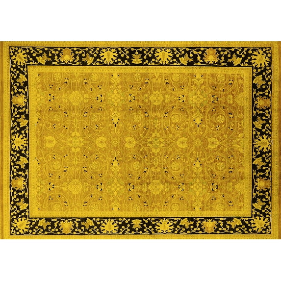 Ahgly Company Indoor Rectangle Oriental Yellow Industrial Area Rugs, 2' x 3'
