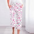 thumbnail image 2 of QATAINLAV Women's High Waist Cropped Yoga Pants Summer Casual Drawstring Straight Linen Capri Pants Fashion Floral Print Capris Pants with Pockets Multicolor L, 2 of 6