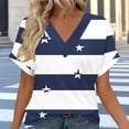 thumbnail image 2 of Sexlip Women's Top V-Neck Short Sleeve Loose Fit Comfortable Wear Daily Wear Essential Durable Quality Fashion Forward Blue XXL, 2 of 6