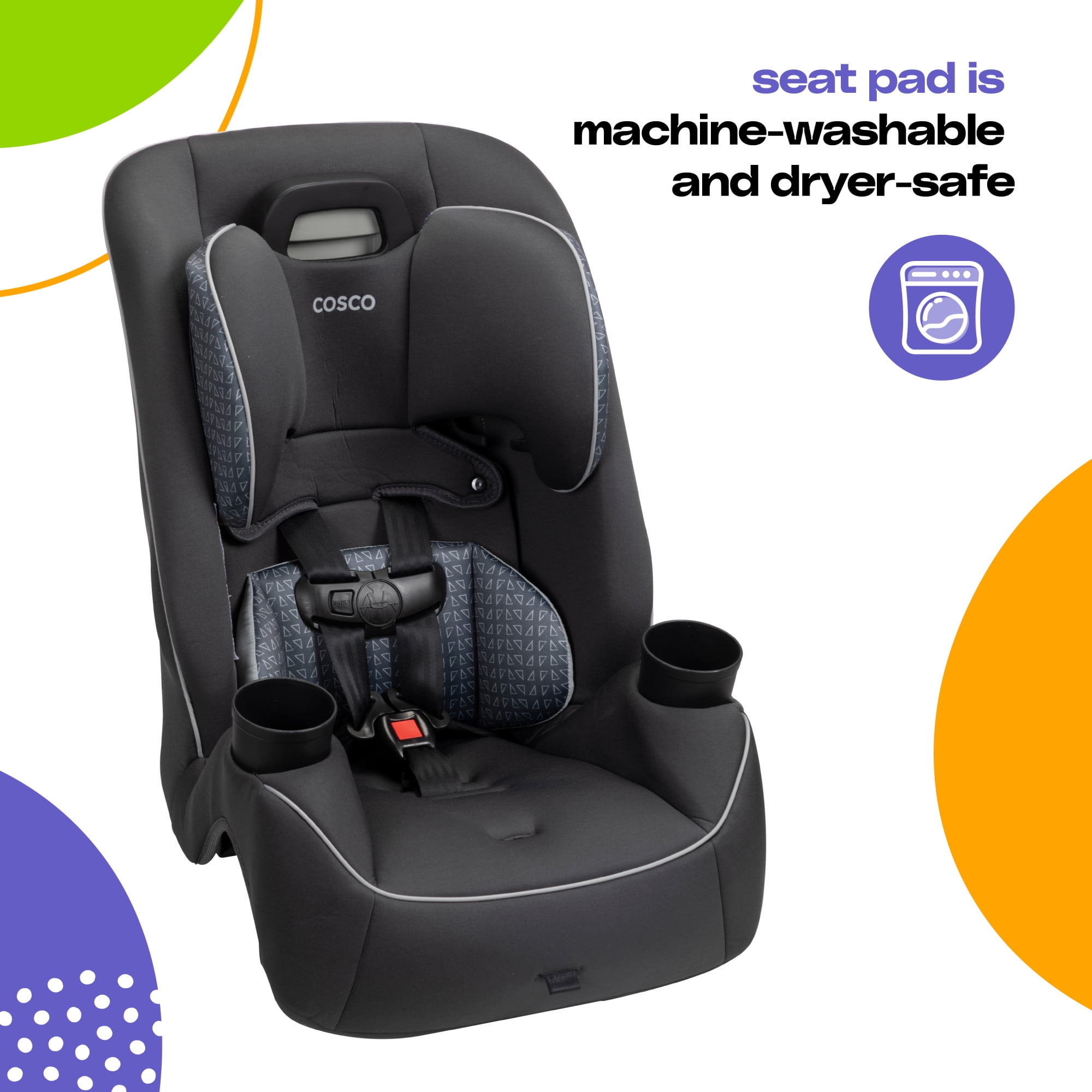 (3 pack) Cosco Kids Easy Elite Slim All-in-One Convertible Car Seat, Grey Glphys, Unisex