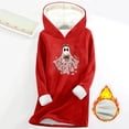 thumbnail image 2 of XUNKUSGA Hoodies for Women Halloween Thickened Sherpa Lined Fleece Long Hooded Sweatshirt Women Long Sleeve Pullover Hoodies Casual Loungewear Tunic Tops S-3XL Red, 2 of 3
