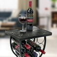 thumbnail image 6 of SSyao Wine Rack Console for Home Bar - Mini Wine Stand with Faux Black Marble Table Top - Durable Metal Freestanding Wine Storage Cabinet Shelf - Wine Racks Free Standing, Marble Wine Rack - Black, 6 of 9