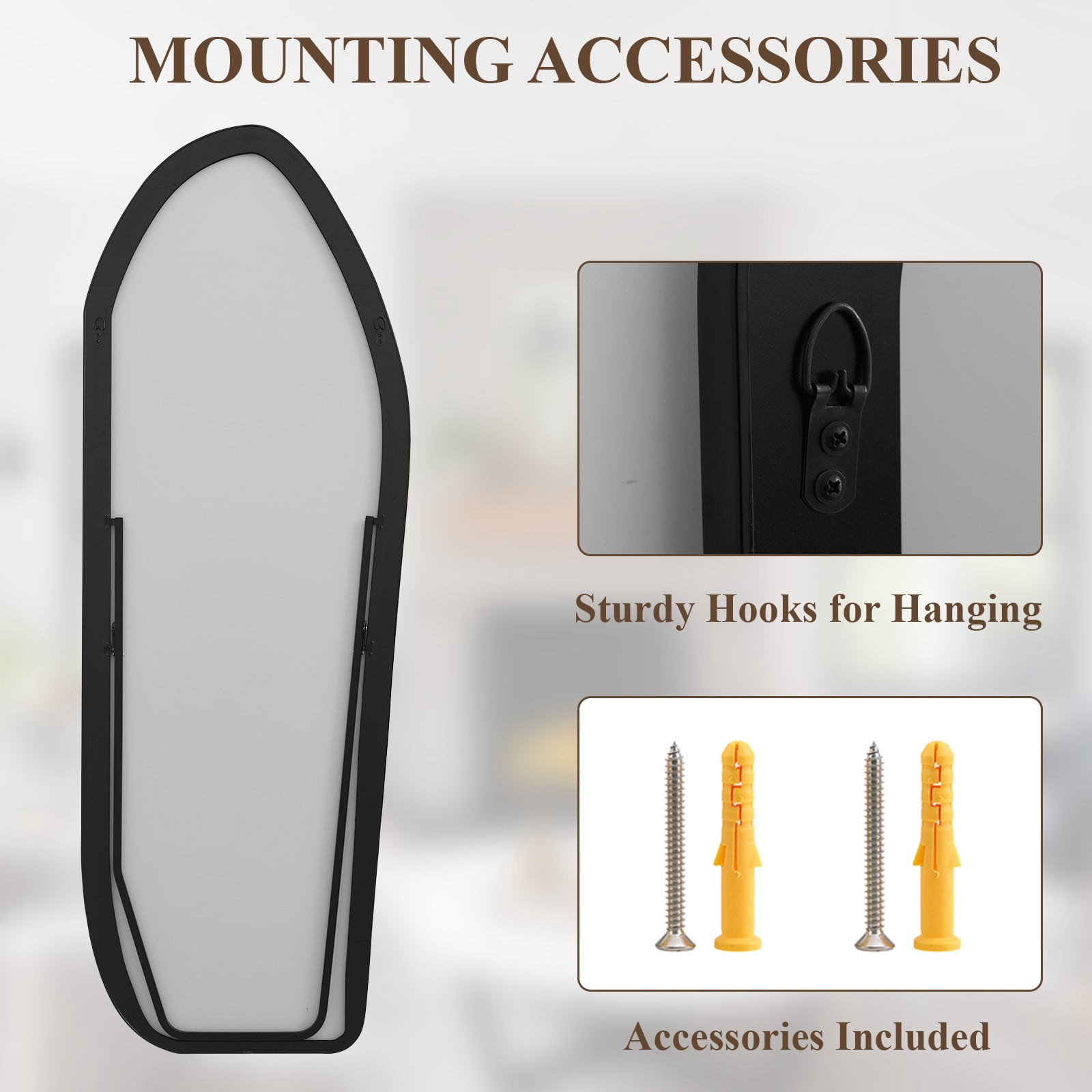 SHATTERVIEW 67"x24" Full Length Mirror Floor Mirror Irregular Decorative Wall-Mounted Mirror, Black