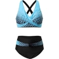 thumbnail image 3 of LAICAIW Womens Two Piece Swimsuits Wrap Front Bikini High Waisted Bottom Tummy Control Bathing Suits Vintage Print Swimwear, 3 of 7