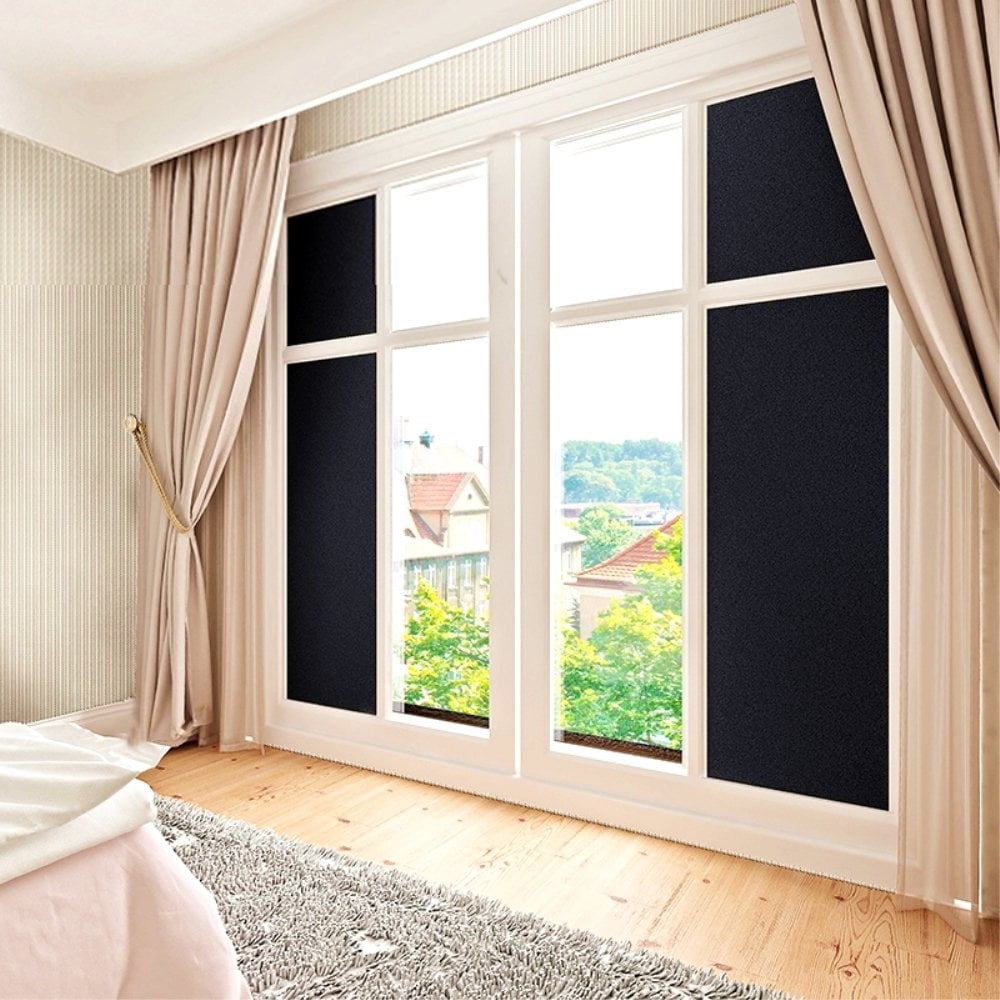 Tayyakoushi Static Cling Blackout Window Film Privacy Window Tint Black Stickers Blackout Window Cover 100 Light Blocking Room Darkening No Glue
