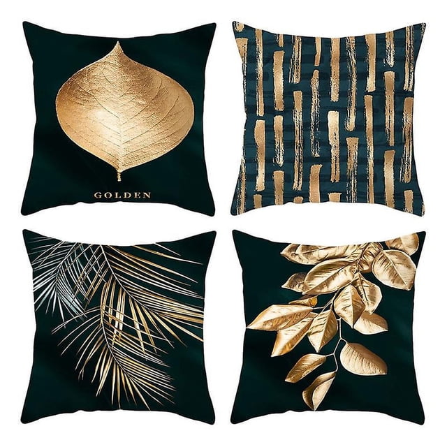 4 piezas Funda de almohada geométrica dorada 45 x 45 cm PENGJJMXG Funda de cojín decorativa