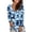 Blue, variant on Womens V Neck Long Sleeve Tops Oversized Loose Fit Multi Color Tie Dye Tees Pattern Printed Casual Style T-Shirts