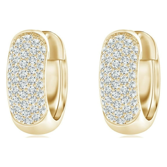 ANGARA Lab Grown Pave-Set Diamond Huggie Hoop Earrings for Women in 14K Yellow Gold (Size-1.1mm | 0.34 ct) | April Birthstone Jewelry for Her | Lab-Grown Diamond Earrings