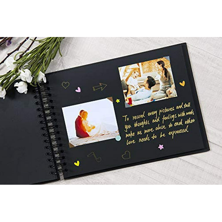  8 x 8 Inch Small DIY Scrapbook Photo Album with Cover Photo 80  Pages Hardcover Craft Paper Photo Album for Guest Book, Anniversary,  Valentines Day Gifts (Black, 8 x 8 inch)