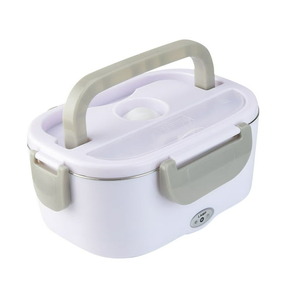 Electric Heated Lunch Boxes Adults 40W Electric Lunch Box Food Heated 12-24&110V 1L Heatable Lunch Box for Car Truck Office Leak-Proof Stainless Steel Container Gray