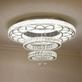 thumbnail image 3 of Modern Round Crystal Chandelier Dimmable Ceiling Light LED Fixtures w/ Remote, 3 of 24