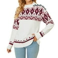 thumbnail image 1 of Pulls pour Femmes Décontractés Imprimé de Noël Tricot Manches Longues Col Rond Mode Automne, 1 of 8