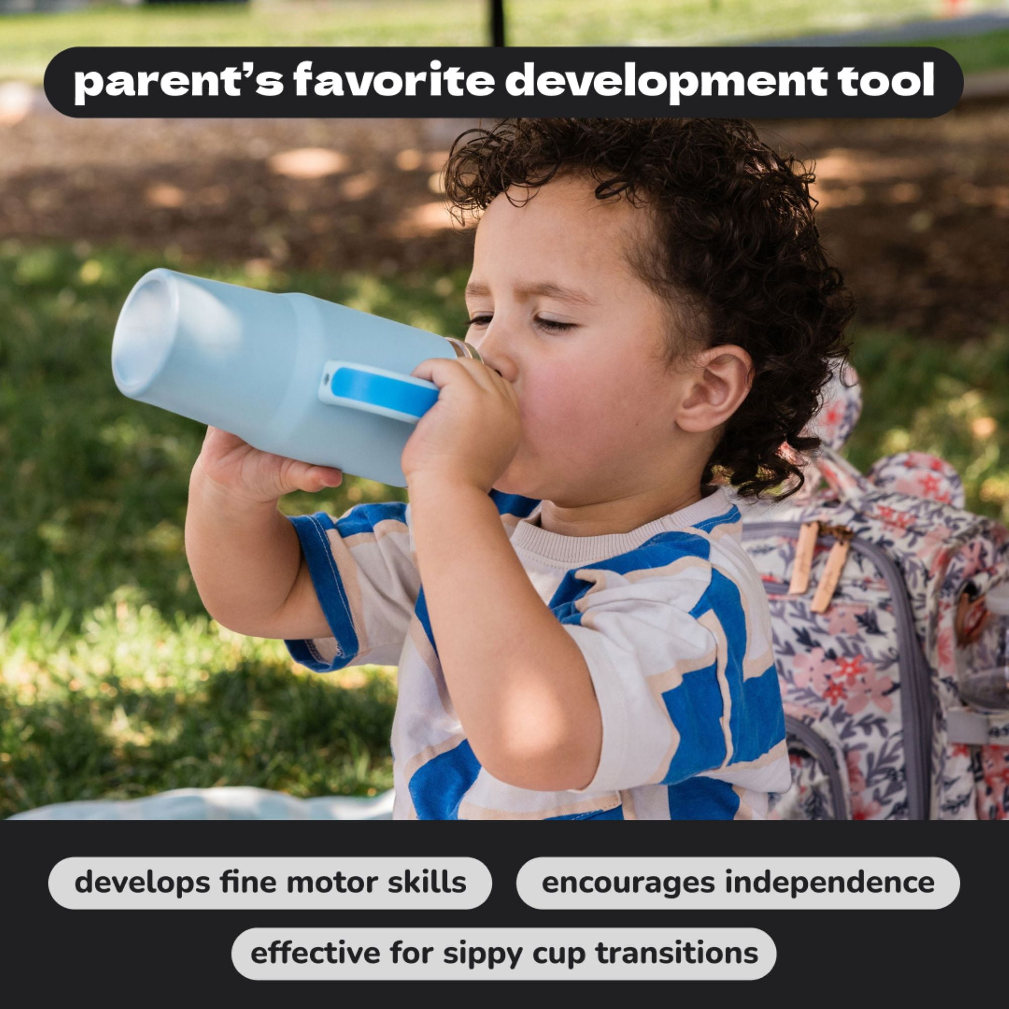 YAYA My First Travel Tumbler for Preschool & Kids 3+, Insulated Stainless Steel Tumbler with Reusable Silicone Straw & Spill-Proof Lid, Cup Holder Compatible, BPA-Free, 12oz, Black